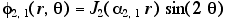 phi[2,1](r,theta) = J[2](alpha[2,1]*r)*sin(2*theta)...