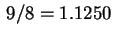 $ \,9/8=1.1250\,$